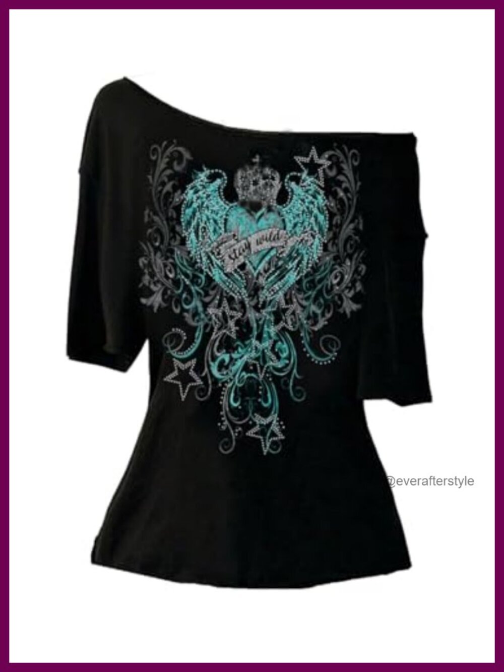Oversized Off Shoulder Goth Graphic Tee Y2K Shirt